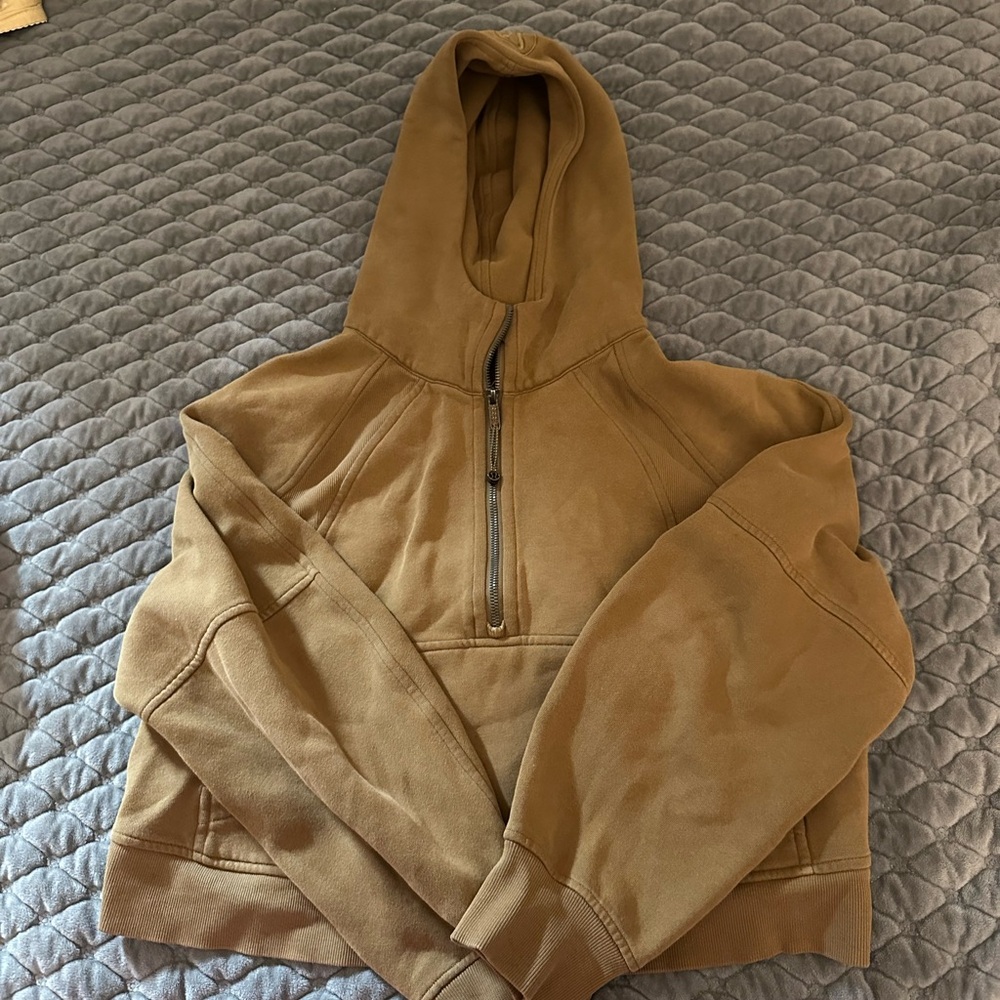 lululemon athletica brown half-zip hoodie